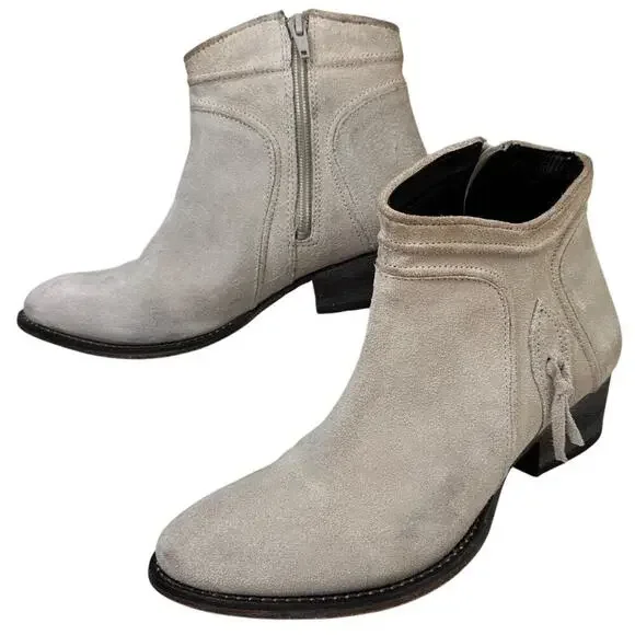 Rebels Beige Suede Nubuck Zip Booties Women’s 8.5 - Picture 1 of 13